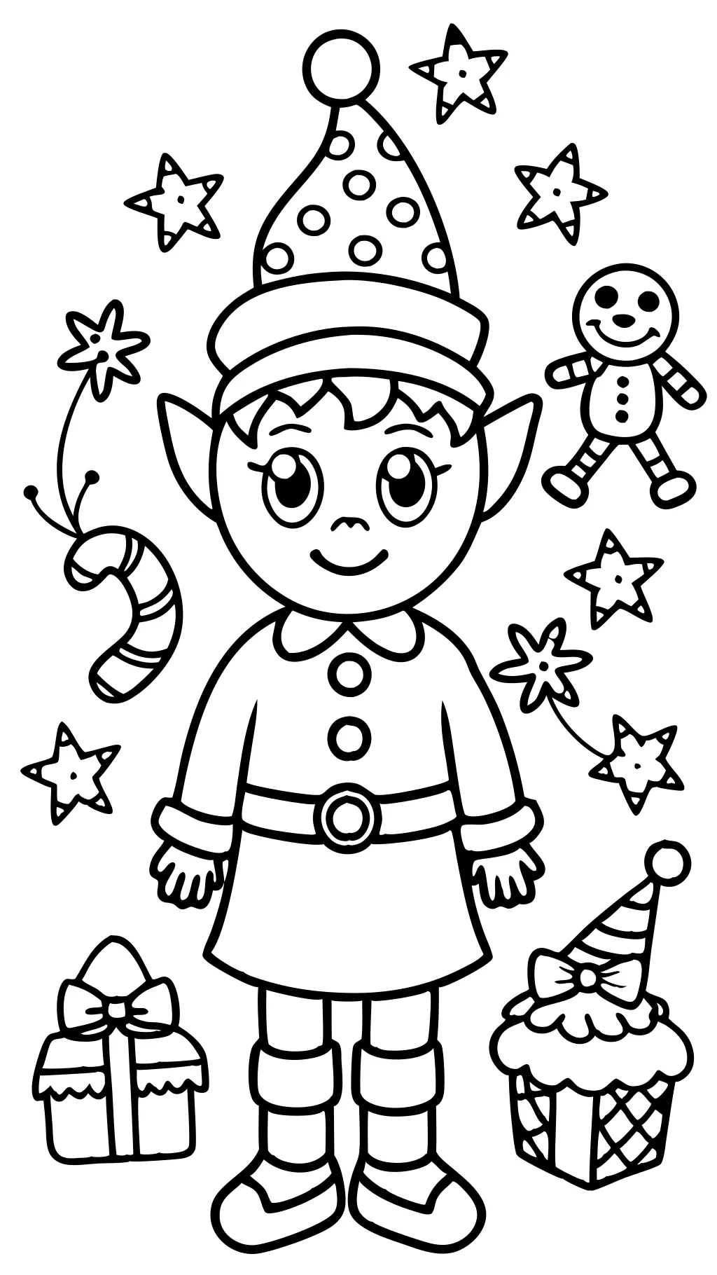 coloriage elfe de Noël